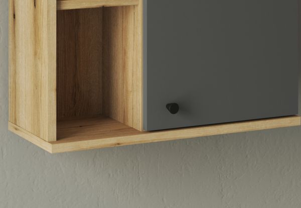 Badezimmer H�ngeschrank Torsby in grau und Evoke Eiche Badschrank h�ngend 51 x 75 cm