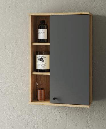 Badezimmer H�ngeschrank Torsby in grau und Evoke Eiche Badschrank h�ngend 51 x 75 cm