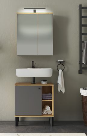Badezimmer Spiegelschrank Torsby in Evoke Eiche Badschrank 2-t�rig 60 x 70 cm