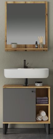 Badm�bel Set 2-teilig Torsby in grau und Evoke Eiche Badkombination 60 cm