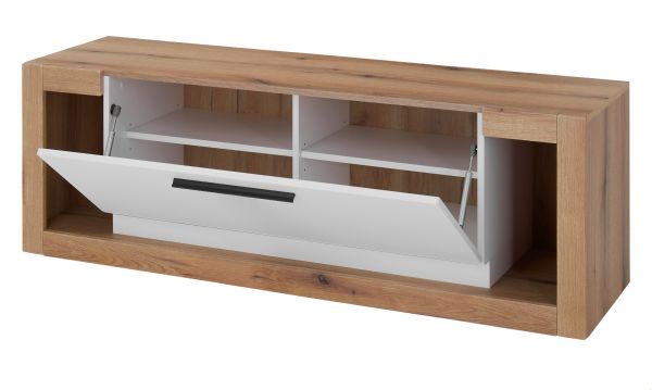 TV-Lowboard Rivian in wei� matt und Evoke Eiche TV Unterteil 150 x 49 cm