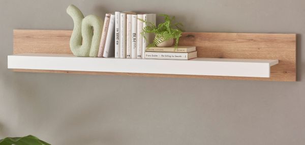 Wandboard Rivian in wei� matt und Evoke Eiche Wandregal 150 cm