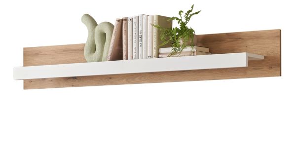 Wandboard Rivian in wei� matt und Evoke Eiche Wandregal 198 cm