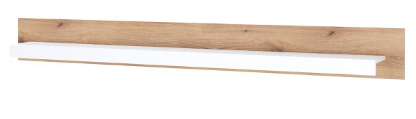 Wandboard Rivian in wei� matt und Evoke Eiche Wandregal 198 cm