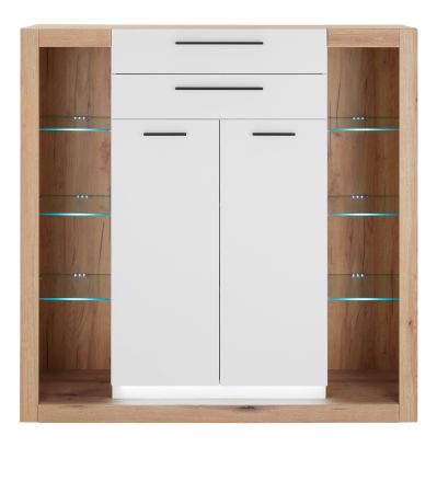Highboard Rivian in wei� matt und Evoke Eiche Kommode 141 x 139 cm