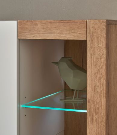 TV-Lowboard und Wandboard Rivian in wei� matt und Evoke Eiche Wohnkombination Set 2-teilig 198 cm