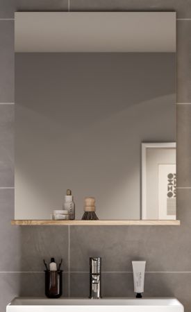 Badezimmer Spiegel Mambo in Sonoma Eiche Badspiegel mit Ablage 60 x 79 cm