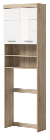 Waschmaschinenschrank Mambo in wei� Hochglanz und Sonoma Eiche Waschmaschinen �berbau 63 x 191 cm