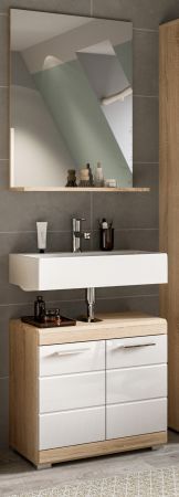 Badm�bel Set 2-teilig Mambo in wei� Hochglanz und Sonoma Eiche Badkombination 60 x 191 cm