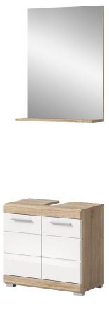 Badm�bel Set 2-teilig Mambo in wei� Hochglanz und Sonoma Eiche Badkombination 60 x 191 cm