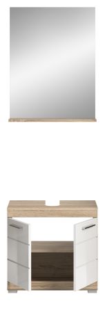 Badm�bel Set 2-teilig Mambo in wei� Hochglanz und Sonoma Eiche Badkombination 60 x 191 cm