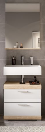 Badm�bel Set 2-teilig Mambo in wei� Hochglanz und Sonoma Eiche Badkombination 60 x 191 cm