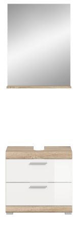 Badm�bel Set 2-teilig Mambo in wei� Hochglanz und Sonoma Eiche Badkombination 60 x 191 cm