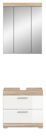 Badm�bel Set 2-teilig Mambo in wei� Hochglanz und Sonoma Eiche Badkombination 60 x 191 cm