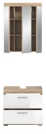 Badm�bel Set 2-teilig Mambo in wei� Hochglanz und Sonoma Eiche Badkombination 60 x 191 cm