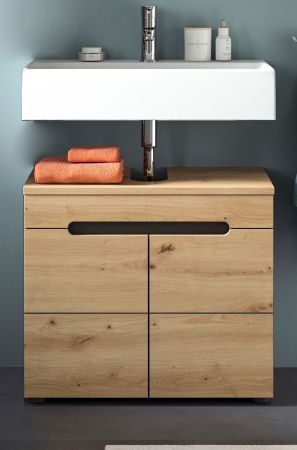 Waschbeckenunterschrank Cooper in Artisan Eiche und grau Badschrank 63 cm, Soft-Close