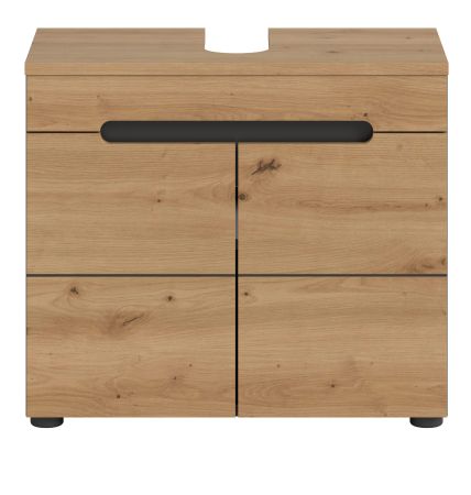 Waschbeckenunterschrank Cooper in Artisan Eiche und grau Badschrank 63 cm, Soft-Close