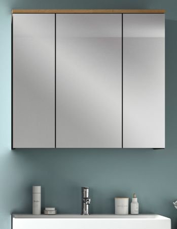 Badezimmer Spiegelschrank Cooper in Artisan Eiche und grau Badschrank 3-t�rig 80 cm, Soft-Close