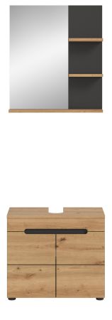 Badm�bel Set 2-teilig Cooper in Artisan Eiche und grau Badkombination 63 x 193 cm, Soft-Close