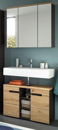 Badm�bel Set 2-teilig Cooper in Artisan Eiche und grau Badkombination 80 x 193 cm, Soft-Close