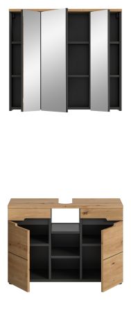 Badm�bel Set 2-teilig Cooper in Artisan Eiche und grau Badkombination 80 x 193 cm, Soft-Close