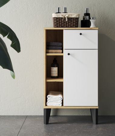Badezimmer Kommode Torsby in wei� und Evoke Eiche Badkommode 51 x 90 cm