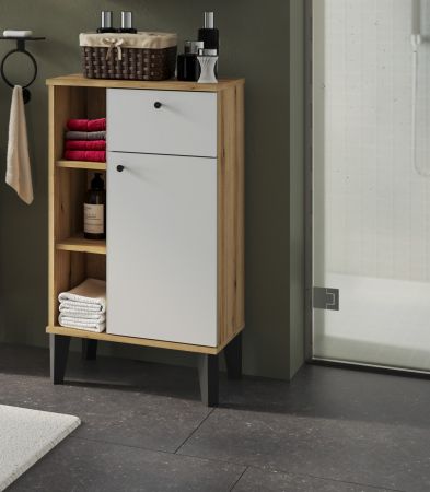 Badezimmer Kommode Torsby in wei� und Evoke Eiche Badkommode 51 x 90 cm