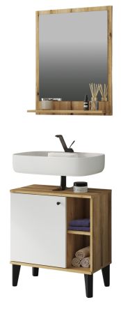 Badm�bel Set 2-teilig Torsby in wei� und Evoke Eiche Badkombination 60 cm