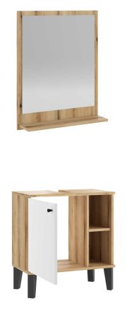Badm�bel Set 2-teilig Torsby in wei� und Evoke Eiche Badkombination 60 cm