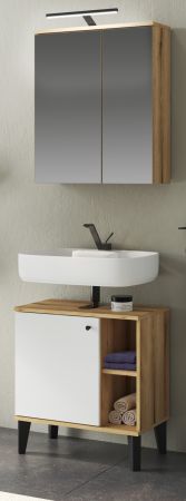 Badm�bel Set 2-teilig Torsby in wei� und Evoke Eiche Badkombination 60 cm