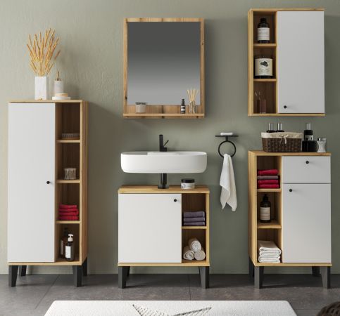 Badm�bel Set 5-teilig Torsby in wei� und Evoke Eiche Badkombination 182 x 190 cm
