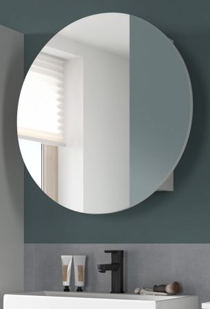 Badezimmer Spiegelschrank Relief in wei� Badschrank rund, Soft-Close