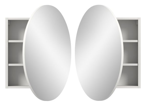 Badezimmer Spiegelschrank Relief in wei� Badschrank rund, Soft-Close
