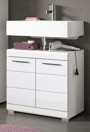 Waschbeckenunterschrank Shawn in wei� Hochglanz Badezimmer Unterschrank 60 cm