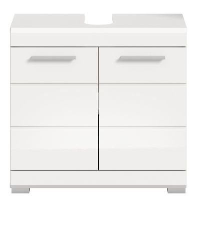 Waschbeckenunterschrank Shawn in wei� Hochglanz Badezimmer Unterschrank 60 cm