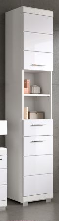 Badezimmer Hochschrank Shawn in wei� Hochglanz Badschrank 37 x 191 cm