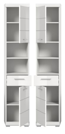 Badezimmer Hochschrank Shawn in wei� Hochglanz Badschrank 37 x 191 cm