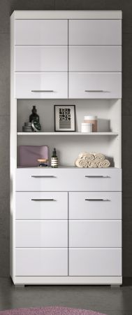 Badezimmer Hochschrank Shawn in wei� Hochglanz Badschrank 74 x 191 cm