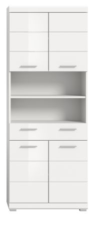 Badezimmer Hochschrank Shawn in wei� Hochglanz Badschrank 74 x 191 cm