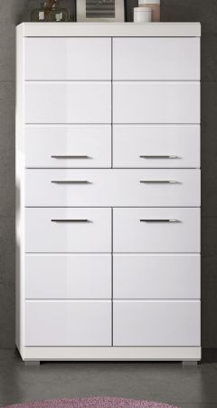 Badezimmer Midischrank Shawn in wei� Hochglanz Badschrank 74 x 141 cm
