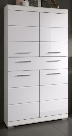 Badezimmer Midischrank Shawn in wei� Hochglanz Badschrank 74 x 141 cm