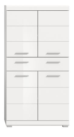 Badezimmer Midischrank Shawn in wei� Hochglanz Badschrank 74 x 141 cm