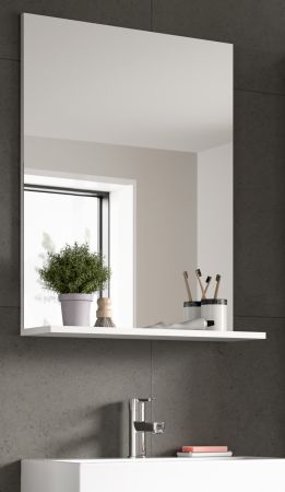 Badezimmer Spiegel Shawn in wei� Badspiegel mit Ablage 60 x 79 cm