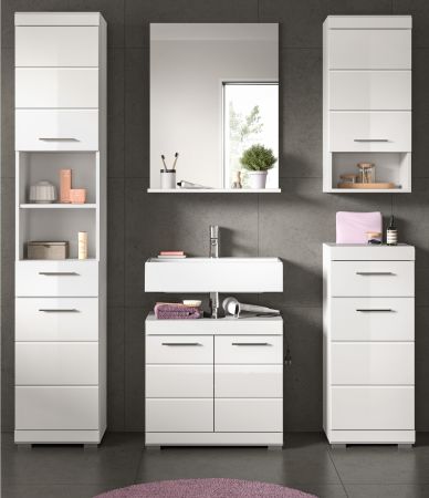 Badm�bel Set 5-teilig Shawn in wei� Hochglanz Badkombination 164 x 191 cm