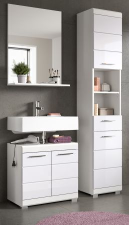 Badm�bel Set 3-teilig Shawn in wei� Hochglanz Badkombination 112 x 191 cm