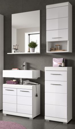 Badm�bel Set 4-teilig Shawn in wei� Hochglanz Badkombination 112 x 191 cm