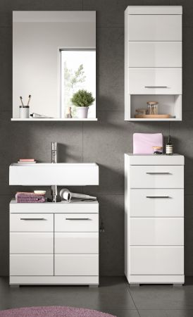 Badm�bel Set 4-teilig Shawn in wei� Hochglanz Badkombination 112 x 191 cm