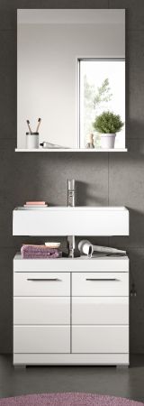 Badm�bel Set 2-teilig Shawn in wei� Hochglanz Badkombination 60 x 191 cm