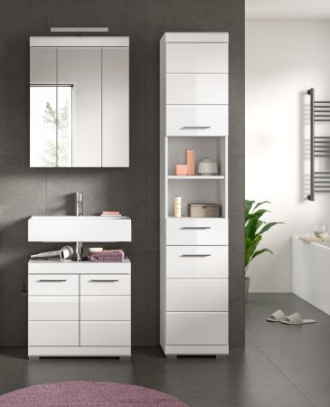 Badm�bel Set 3-teilig Shawn in wei� Hochglanz Badkombination 112 x 191 cm