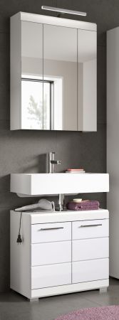 Badm�bel Set 2-teilig Shawn in wei� Hochglanz Badkombination 60 x 191 cm